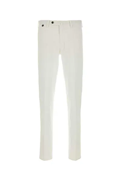 Pt Torino White Stretch Cotton Pant In Bianco