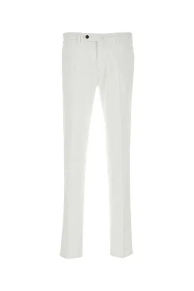 Pt Torino White Stretch Modal Blend Pant In Bianco