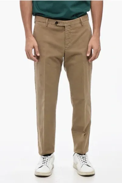 Pt01 Stretch Cotton Madison Chino Pants In Brown