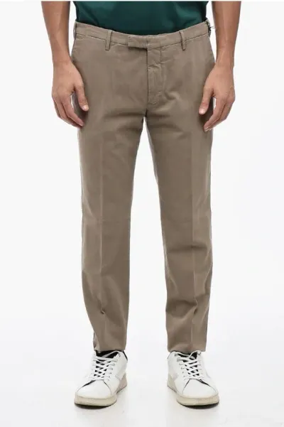 Pt01 Stretch Cotton Skinny Fit Chino Pants In Brown