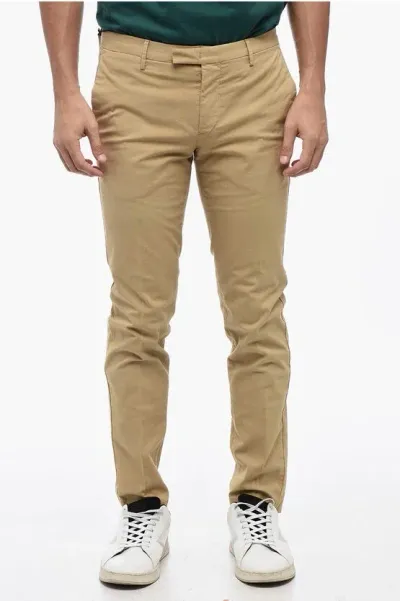 Pt01 Stretch Cotton Skinny Fit Chino Pants In Neutral