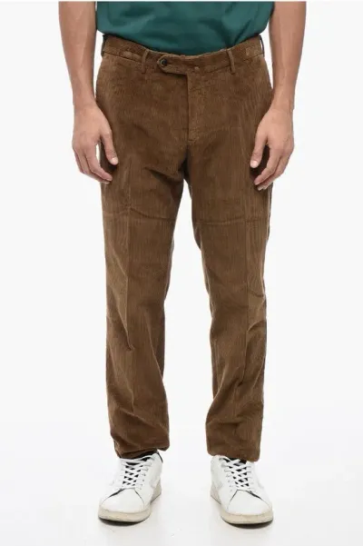 Pt01 Super Slim Fit Corduroy Pants In Brown