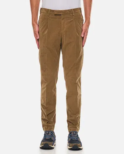 Pt01 Velvet Trousers In Brown