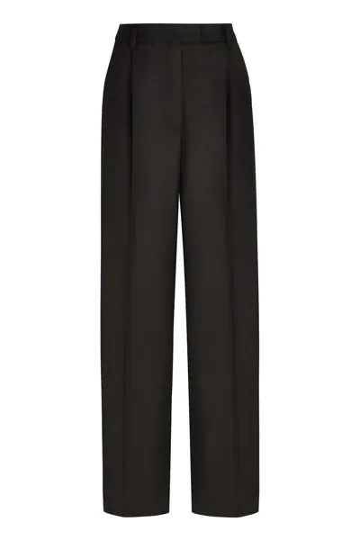 Pt01 Wool Wide-leg Trousers In Black