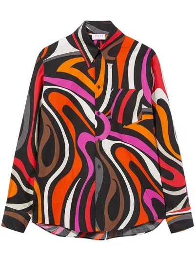 Pucci Abstract-print Cotton Shirt In Black