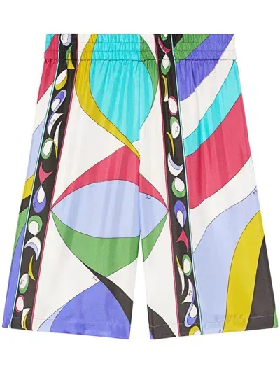 Pucci Abstract-print Knee-length Shorts In Purple