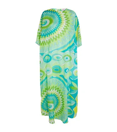 Pucci Bersaglio Print Kaftan Maxi Dress In Green