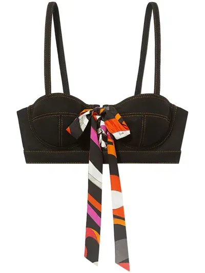 Pucci Bow-detail Bustier Top In Black