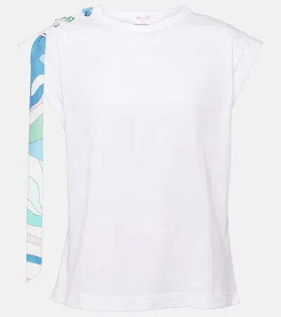 Pucci Bow-detail Cotton T-shirt In White