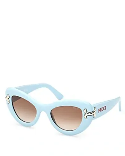 Pucci Cat Eye Sunglasses, 50mm In Blue/brown Gradient