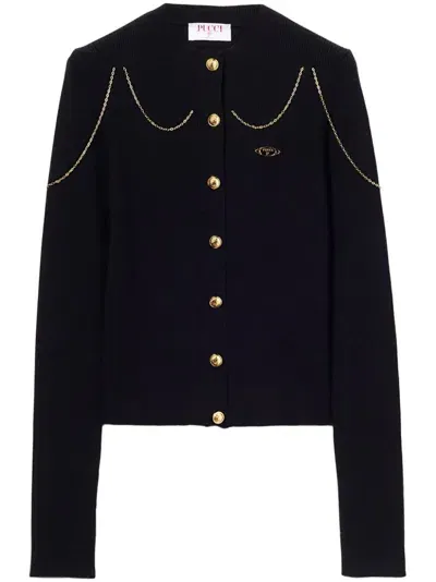 Pucci Chain-embellished Cardigan In Black