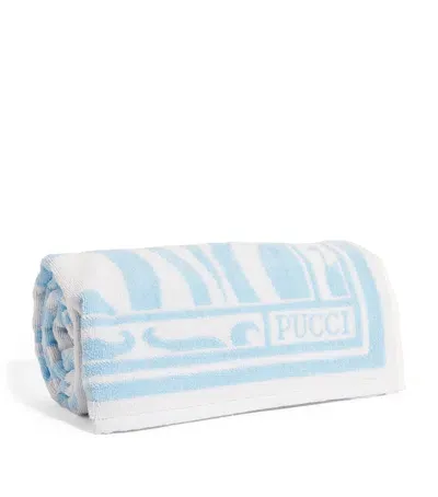 Pucci Cotton Beach Towel In Blue