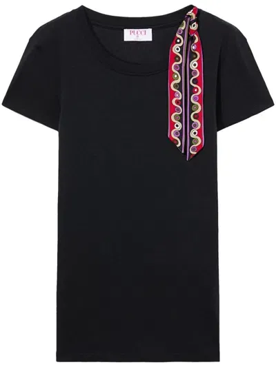 Pucci Cotton Blend T Shirt In Black