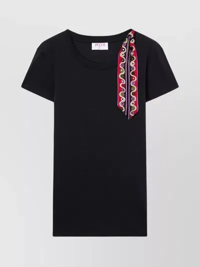 Pucci Iride-print Ribbon T-shirt In 黑色