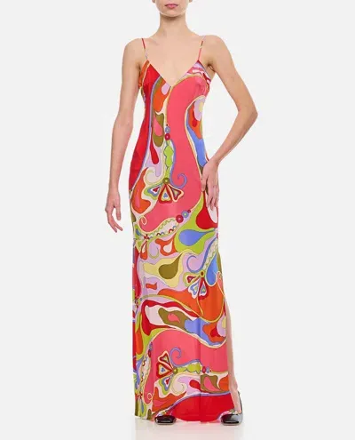 Pucci Crepe De Chine Long Dress In Multicolor