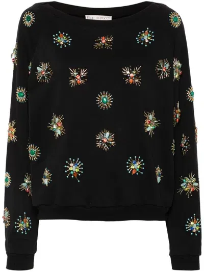 Pucci Embroidered Sweatshirt In Black