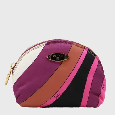 Pucci Multicolor Pouches In Fuxia/marrone