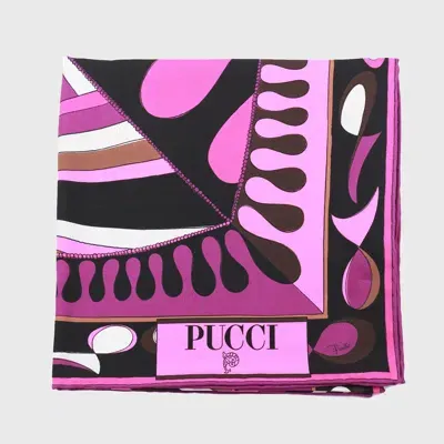 Pucci Pink Silk Scarves In Fuxia/marrone