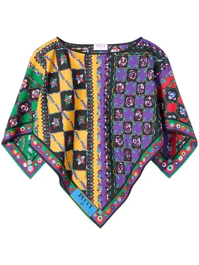 Pucci Festa Onde-print Kaftan Top In Purple