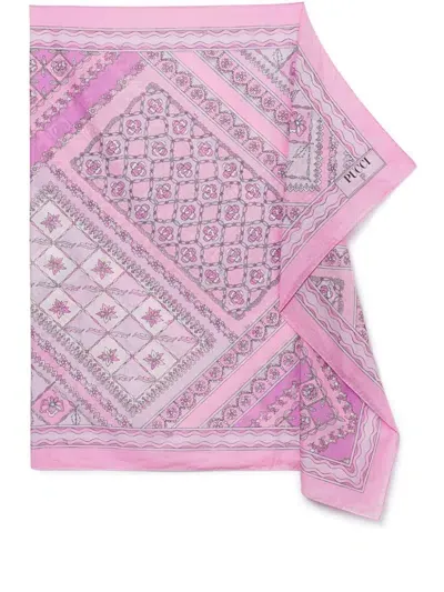 Pucci Festa-print Cotton Pareo In Pink