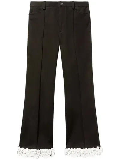 Pucci Floral-appliqué Cropped Trousers In Black