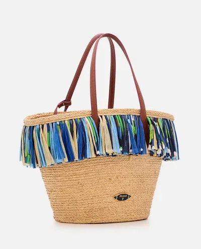 Pucci Beige Green Straw Basket Bag