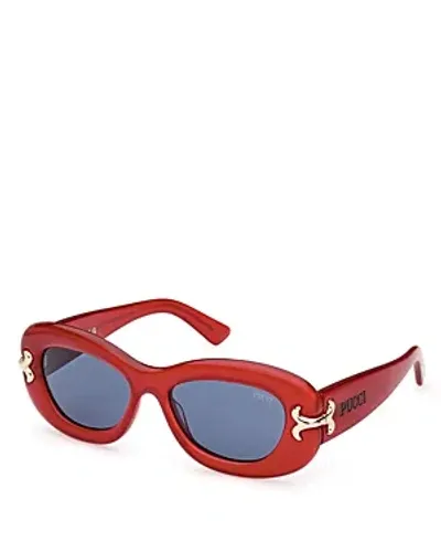 Pucci Geometric Sunglasses, 52mm In Red/blue Solid