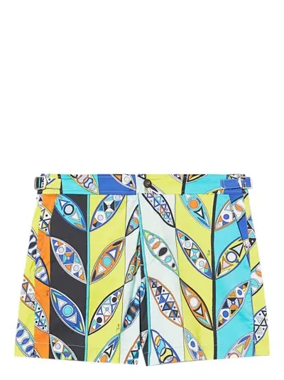 Pucci Graphic-print Swim Shorts In Blue