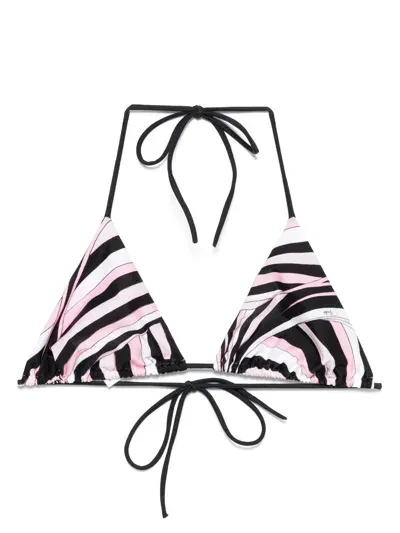 Pucci Iride-print Bikini Top In 黑色