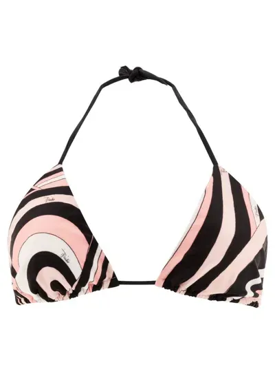 Pucci Iride-print Bikini Top In Pink