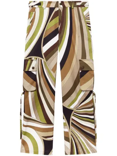 Pucci Iride-print Cargo Trousers In Neutrals