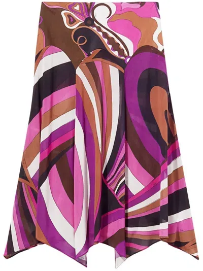 Pucci Iride-print Midi Skirt In Pink