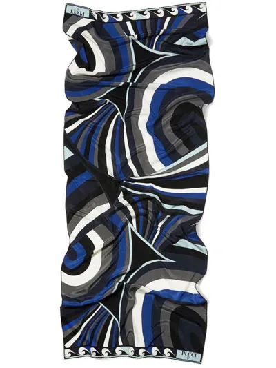 Pucci Iride-print Silk Scarf In Black