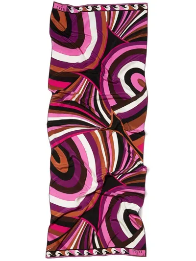 Pucci Iride-print Silk Scarf In Purple