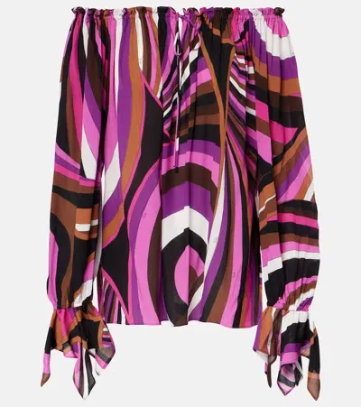 Pucci Iride Printed Top In Pink