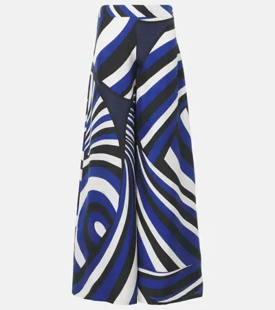 Pucci Marmo-print Maxi Skirt In Blue