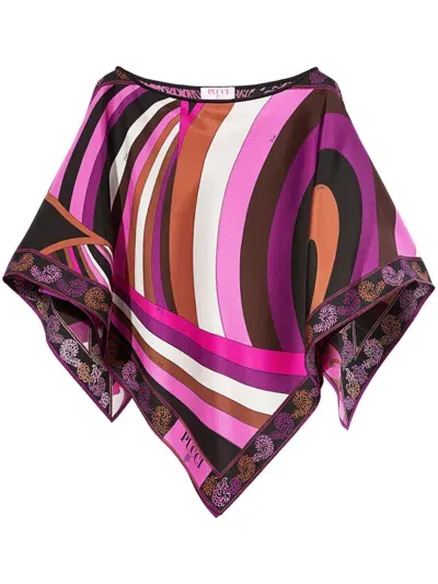 Pucci Iride Struzzo-print Kaftan Top In Fuchsia,brown