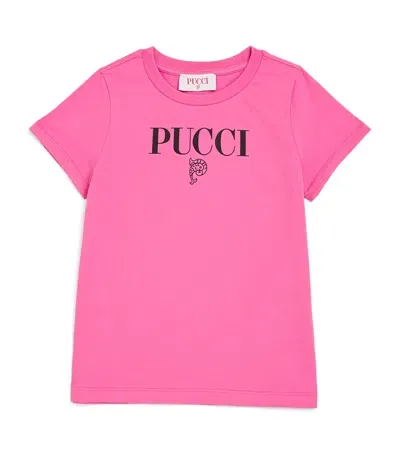 Pucci Junior Kids' Cotton Logo T-shirt In Pink