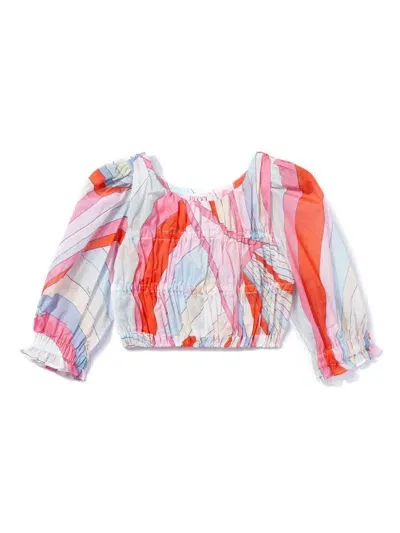 Pucci Junior Kids' Iride-print Cotton Blouse In Pink