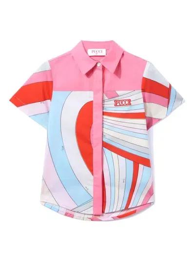 Pucci Junior Kids' Iride-print Cotton Shirt In Pink