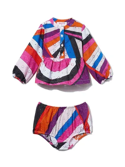 Pucci Junior Babies' Iride-print Shirt Set In Pink