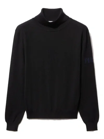 Pucci Junior Logo-embroidered Wool Jumper In 黑色