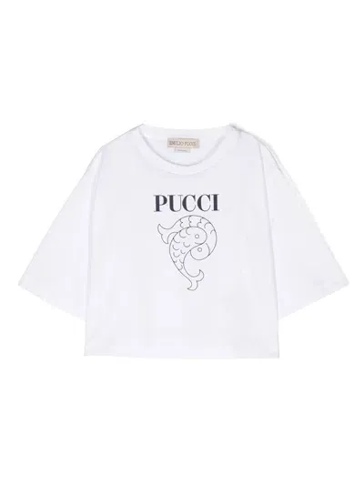 Pucci Junior Kids' Logo-print Short-sleeved T-shirt In White