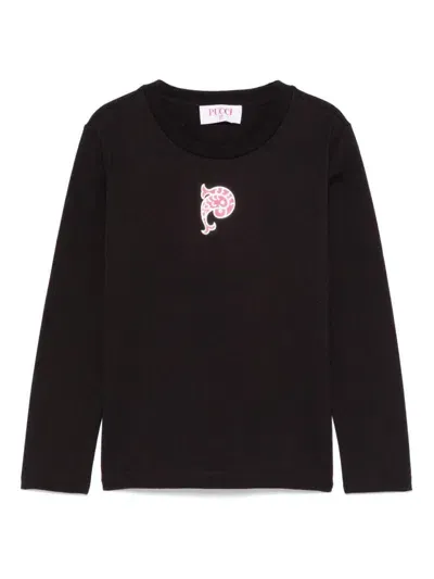 Pucci Junior Kids' Logo-print T-shirt In Black