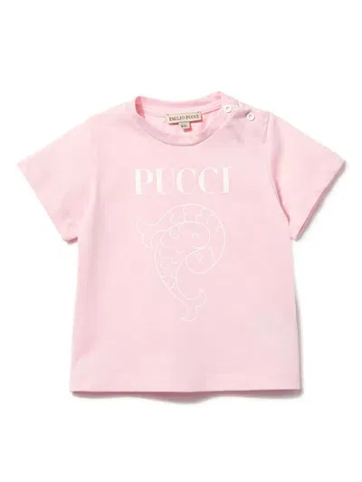 Pucci Junior Kids' Pesci-print T-shirt In Pink