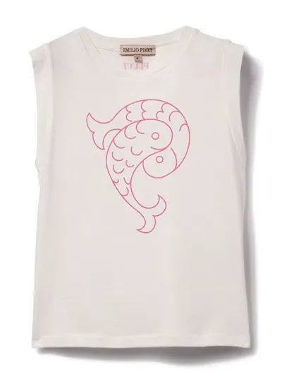 Pucci Junior Kids' Pesci-print T-shirt In White