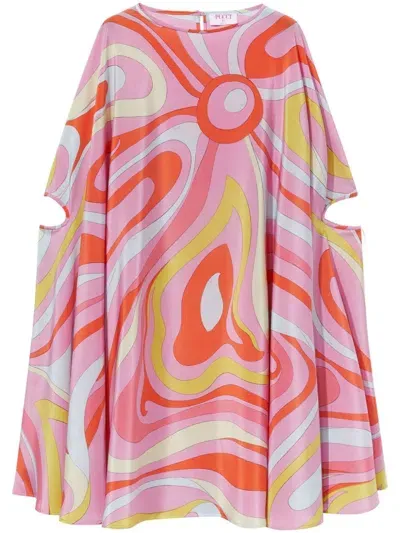 Pucci Marmo-print Silk Dress In Pink