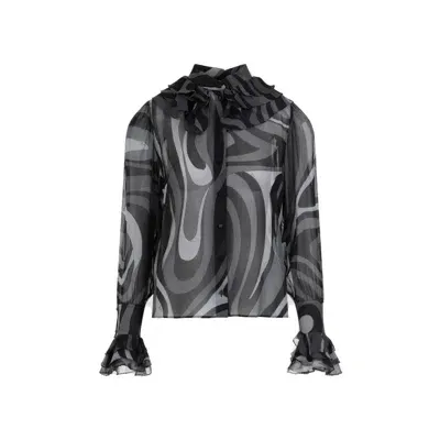 Pucci Ls Grey Black Silk Shirt