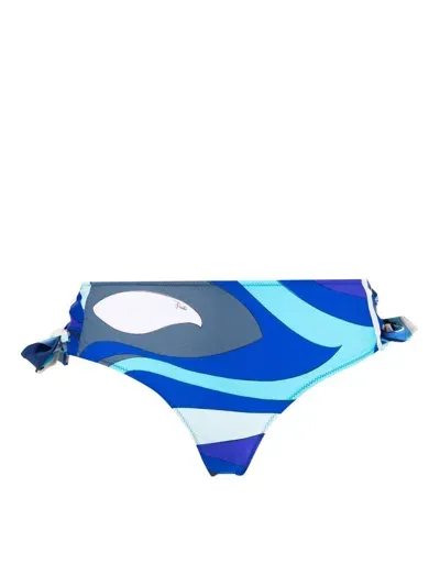 Pucci Marmo-print Bikini Bottoms In Blue