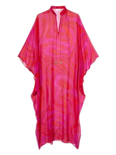 Pucci Marmo-print Kaftan In Red